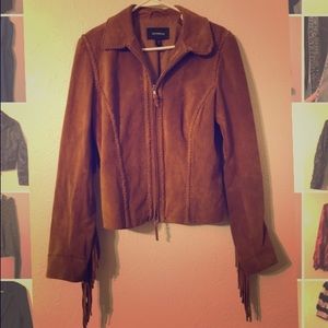 Suede tan jacket with fringe